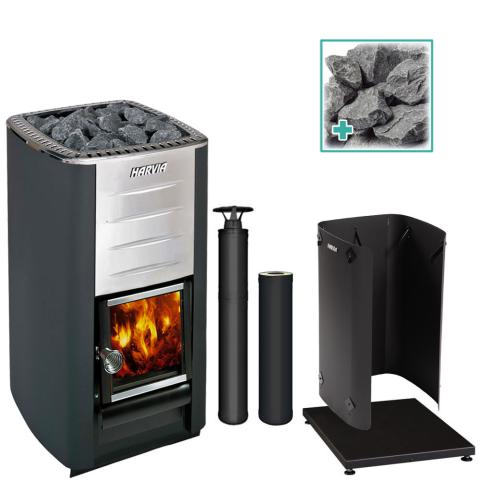 Harvia M3 Wood-Burning Stove Kit SS/BK