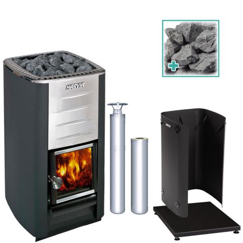 Harvia M3 Wood-Burning Stove Kit SS/BK